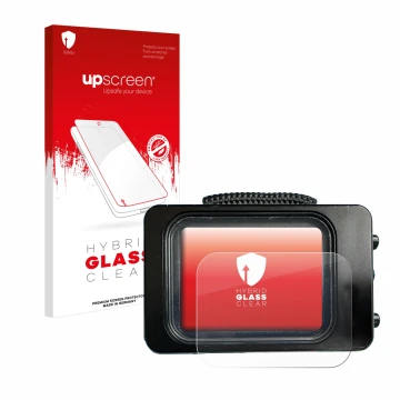 Parte frontal de un envase de producto con el logotipo de la marca upscreen. Al lado se muestra el dispositivo Divesoft Freedo