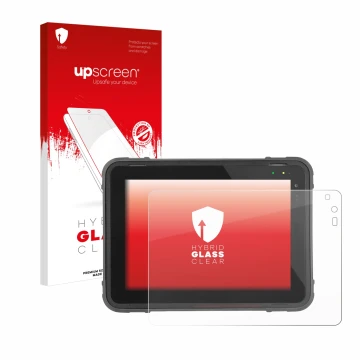 Parte frontal de un envase de producto con el logotipo de la marca upscreen. Al lado se muestra el dispositivo Texa Axone Nemo