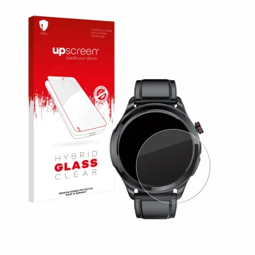 Parte frontal de un envase de producto con el logotipo de la marca upscreen. Al lado se muestra el dispositivo Kardena Care Pr