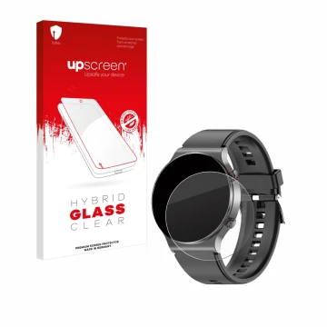 Parte frontal de un envase de producto con el logotipo de la marca upscreen. Al lado se muestra el dispositivo Kardena Care Pr