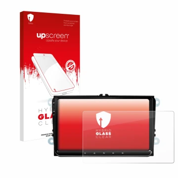 Parte frontal de un envase de producto con el logotipo de la marca upscreen. Al lado se muestra el dispositivo Eonon 53 SE con