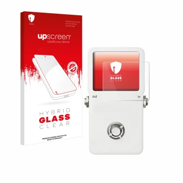 Parte frontal de un envase de producto con el logotipo de la marca upscreen. Al lado se muestra el dispositivo TC Electronic P