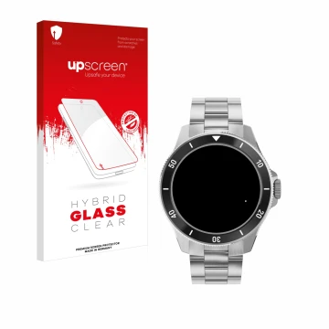 Parte frontal de un envase de producto con el logotipo de la marca upscreen. Al lado se muestra el dispositivo Withings ScanWa