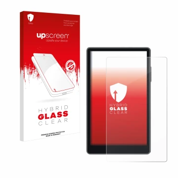 Parte frontal de un envase de producto con el logotipo de la marca upscreen. Al lado se muestra el dispositivo Keystone 3 Pro 