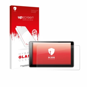Parte frontal de un envase de producto con el logotipo de la marca upscreen. Al lado se muestra el dispositivo Pioneer SPH-EVO