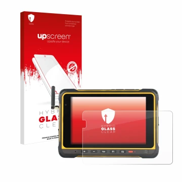 Parte frontal de un envase de producto con el logotipo de la marca upscreen. Al lado se muestra el dispositivo AIR3 7.3 con su