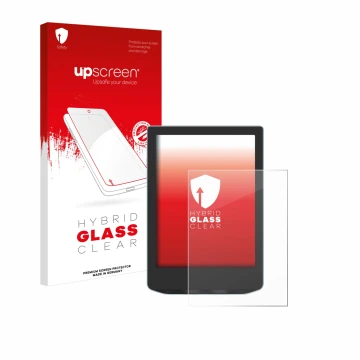 Parte frontal de un envase de producto con el logotipo de la marca upscreen. Al lado se muestra el dispositivo Vivlio Light co