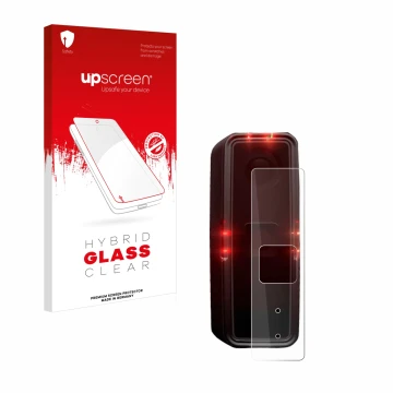 Parte frontal de un envase de producto con el logotipo de la marca upscreen. Al lado se muestra el dispositivo Alps Alpine Rid