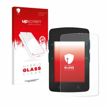 Parte frontal de un envase de producto con el logotipo de la marca upscreen. Al lado se muestra el dispositivo TwoNav Roc con 