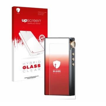Parte frontal de un envase de producto con el logotipo de la marca upscreen. Al lado se muestra el dispositivo Cayin N3-Ultra 