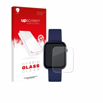 Parte frontal de un envase de producto con el logotipo de la marca upscreen. Al lado se muestra el dispositivo Reflex Active S
