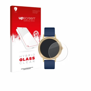 Parte frontal de un envase de producto con el logotipo de la marca upscreen. Al lado se muestra el dispositivo Reflex Active S