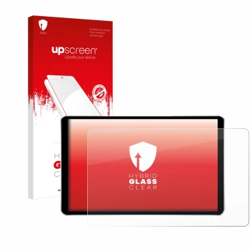 Parte frontal de un envase de producto con el logotipo de la marca upscreen. Al lado se muestra el dispositivo Joying Car Radi