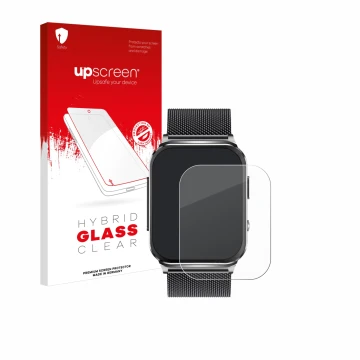 Parte frontal de un envase de producto con el logotipo de la marca upscreen. Al lado se muestra el dispositivo Kardena Care Pr