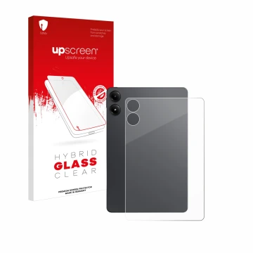 Parte frontal de un envase de producto con el logotipo de la marca upscreen. Al lado se muestra el dispositivo Xiaomi Redmi Pa