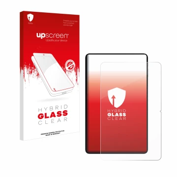 Parte frontal de un envase de producto con el logotipo de la marca upscreen. Al lado se muestra el dispositivo Oukitel OT5S co