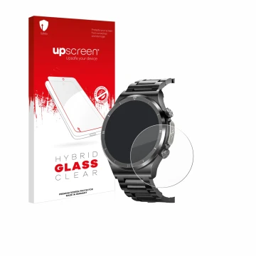 Parte frontal de un envase de producto con el logotipo de la marca upscreen. Al lado se muestra el dispositivo Powerwill Smart