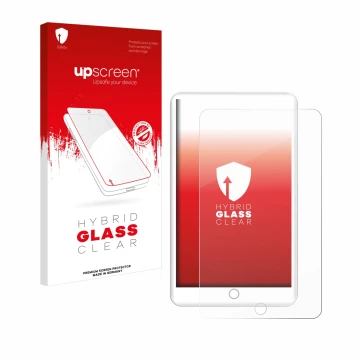 Parte frontal de un envase de producto con el logotipo de la marca upscreen. Al lado se muestra el dispositivo Mechen H1 con s