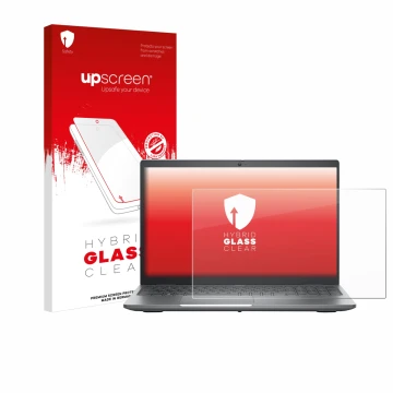 Parte frontal de un envase de producto con el logotipo de la marca upscreen. Al lado se muestra el dispositivo Dell Precision 