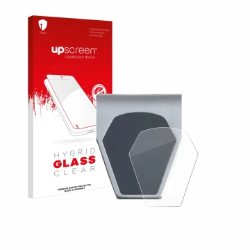 Parte frontal de un envase de producto con el logotipo de la marca upscreen. Al lado se muestra el dispositivo Epowerfun ePF-P