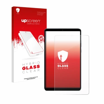 Parte frontal de un envase de producto con el logotipo de la marca upscreen. Al lado se muestra el dispositivo Xiaomi Redmi Pa