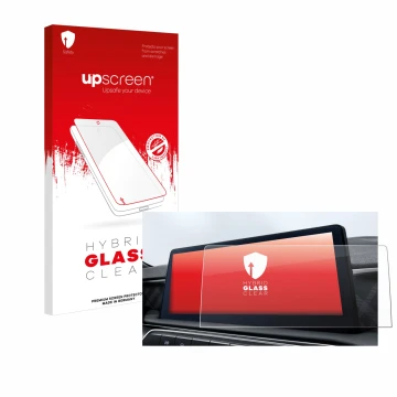 Parte frontal de un envase de producto con el logotipo de la marca upscreen. Al lado se muestra el dispositivo MG3 Hybrid Hybr