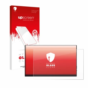 Parte frontal de un envase de producto con el logotipo de la marca upscreen. Al lado se muestra el dispositivo Verbatim PMT-14