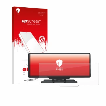 Parte frontal de un envase de producto con el logotipo de la marca upscreen. Al lado se muestra el dispositivo Lamto 9.26