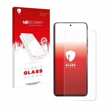 Parte frontal de un envase de producto con el logotipo de la marca upscreen. Al lado se muestra el dispositivo Motorola ThinkP