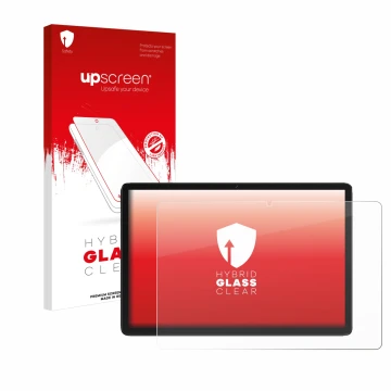 Parte frontal de un envase de producto con el logotipo de la marca upscreen. Al lado se muestra el dispositivo Feonal D106 10.