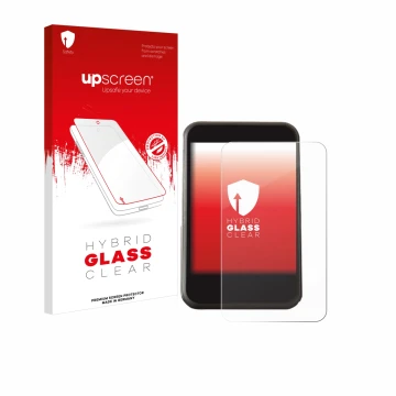 Parte frontal de un envase de producto con el logotipo de la marca upscreen. Al lado se muestra el dispositivo Freesky YL81F c