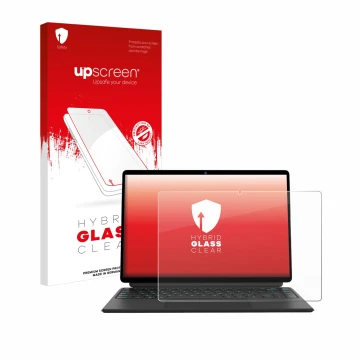 Parte frontal de un envase de producto con el logotipo de la marca upscreen. Al lado se muestra el dispositivo Ninkear T40 2-i