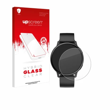Parte frontal de un envase de producto con el logotipo de la marca upscreen. Al lado se muestra el dispositivo SPC Smartee Duo