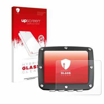 Parte frontal de un envase de producto con el logotipo de la marca upscreen. Al lado se muestra el dispositivo Ratio iX3M 2 Pr