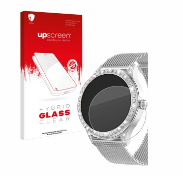Parte frontal de un envase de producto con el logotipo de la marca upscreen. Al lado se muestra el dispositivo Powerwill Smart