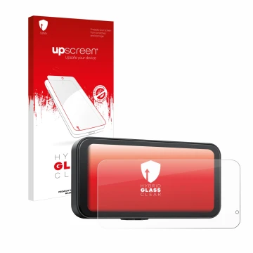 Parte frontal de un envase de producto con el logotipo de la marca upscreen. Al lado se muestra el dispositivo Volam RC15B 6.2