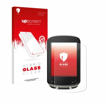 Parte frontal de un envase de producto con el logotipo de la marca upscreen. Al lado se muestra el dispositivo Magene C506 SE 