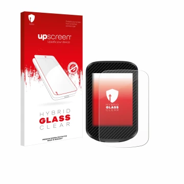 Parte frontal de un envase de producto con el logotipo de la marca upscreen. Al lado se muestra el dispositivo igpsport BSC300