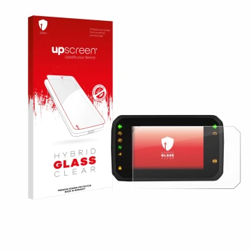 Parte frontal de un envase de producto con el logotipo de la marca upscreen. Al lado se muestra el dispositivo Honda ADV350 5