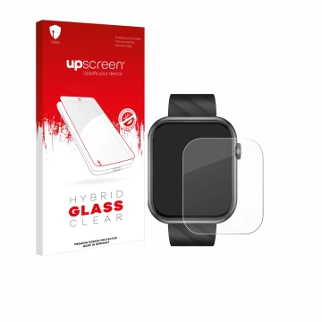 Parte frontal de un envase de producto con el logotipo de la marca upscreen. Al lado se muestra el dispositivo Bekomiya Smartw