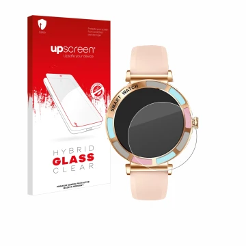 Parte frontal de un envase de producto con el logotipo de la marca upscreen. Al lado se muestra el dispositivo Braidol Smartwa
