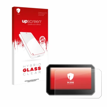 Parte frontal de un envase de producto con el logotipo de la marca upscreen. Al lado se muestra el dispositivo Elegoo Centauri