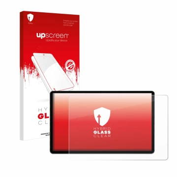 Parte frontal de un envase de producto con el logotipo de la marca upscreen. Al lado se muestra el dispositivo Xgody Q17 11