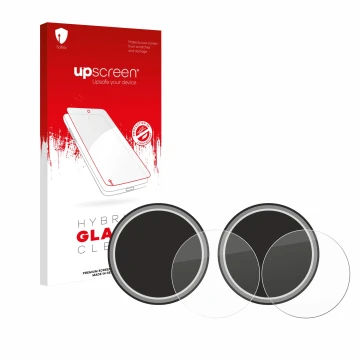 Parte frontal de un envase de producto con el logotipo de la marca upscreen. Al lado se muestra el dispositivo Numark NS4FX (J