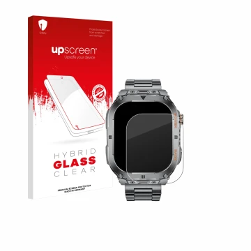 Parte frontal de un envase de producto con el logotipo de la marca upscreen. Al lado se muestra el dispositivo SUNKTA EF9-A 2.