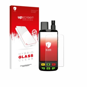 Parte frontal de un envase de producto con el logotipo de la marca upscreen. Al lado se muestra el dispositivo Aduro Locit GPS