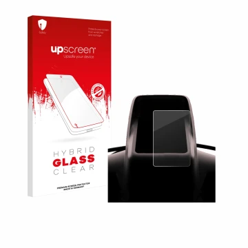 Parte frontal de un envase de producto con el logotipo de la marca upscreen. Al lado se muestra el dispositivo Segway GT3 D co