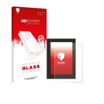 Parte frontal de un envase de producto con el logotipo de la marca upscreen. Al lado se muestra el dispositivo Volvo XC90 (201