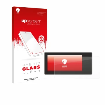 Parte frontal de un envase de producto con el logotipo de la marca upscreen. Al lado se muestra el dispositivo Acta Berg Radio