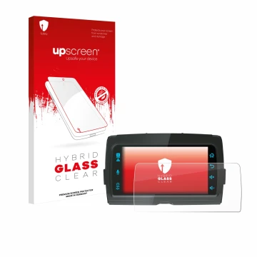 Parte frontal de un envase de producto con el logotipo de la marca upscreen. Al lado se muestra el dispositivo Diamond Audio M